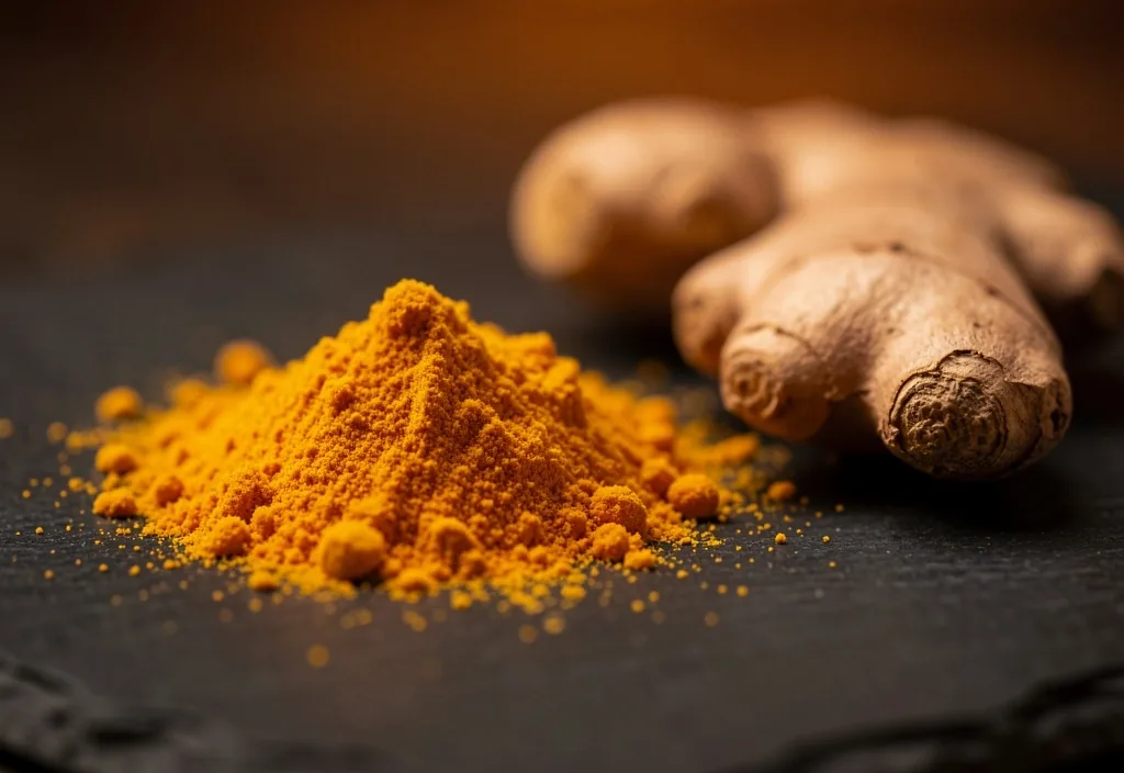 Turmeric powder and ginger root