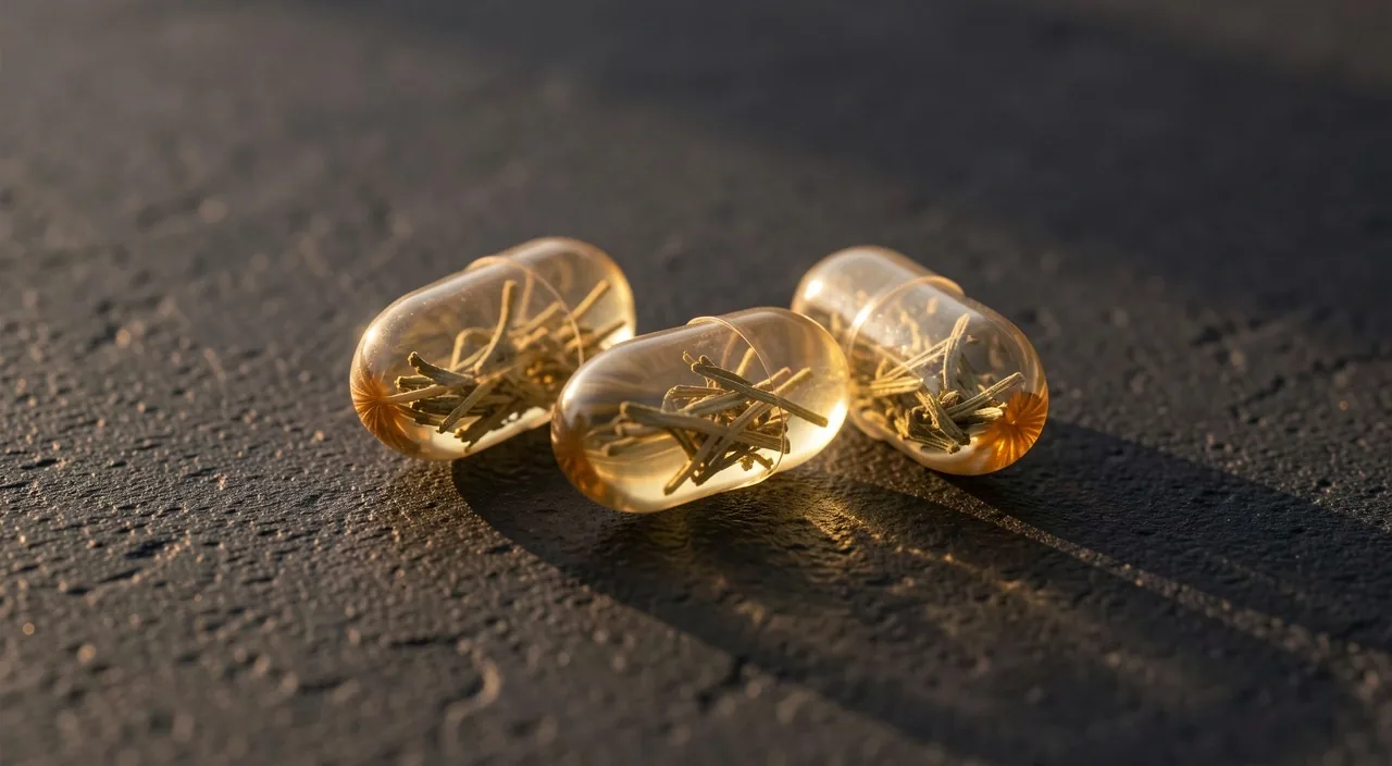 Natural capsules on dark surface