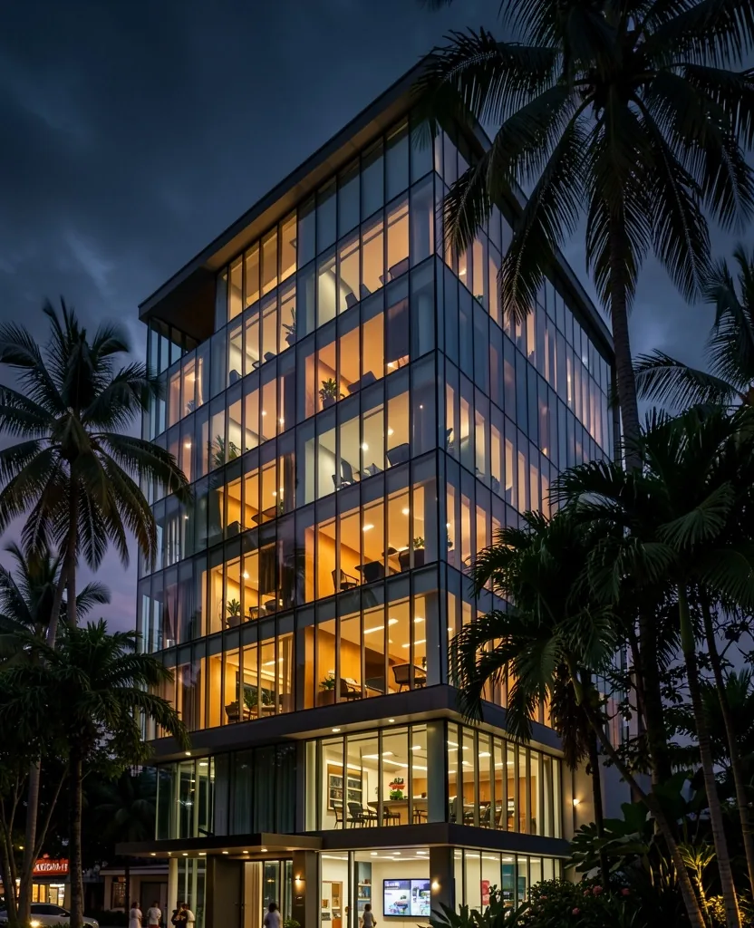 Palembang building at dusk