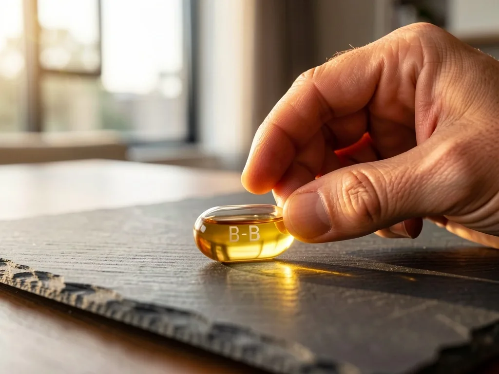 Macro view of a natural supplement capsule