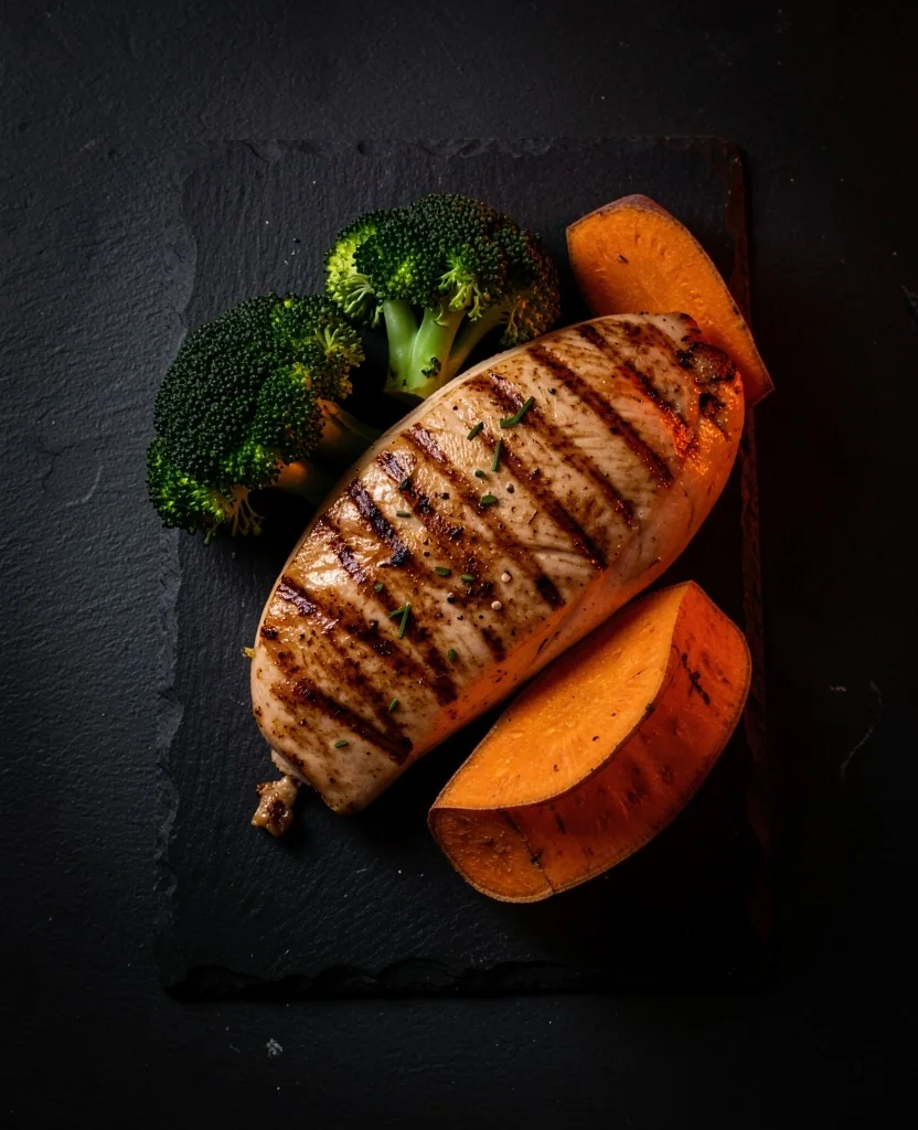 Nutritious meal plate with lean protein and vegetables